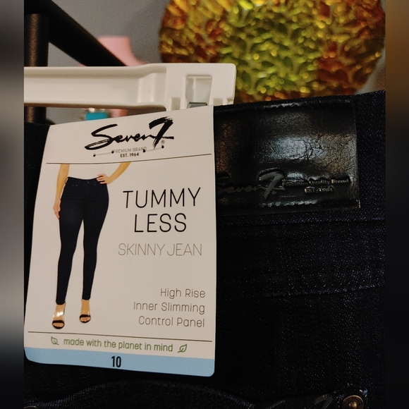 Seven7 Dark Blue Strechty Skinny Pants with Tummy Control, Size 10 - Picture 1 of 6